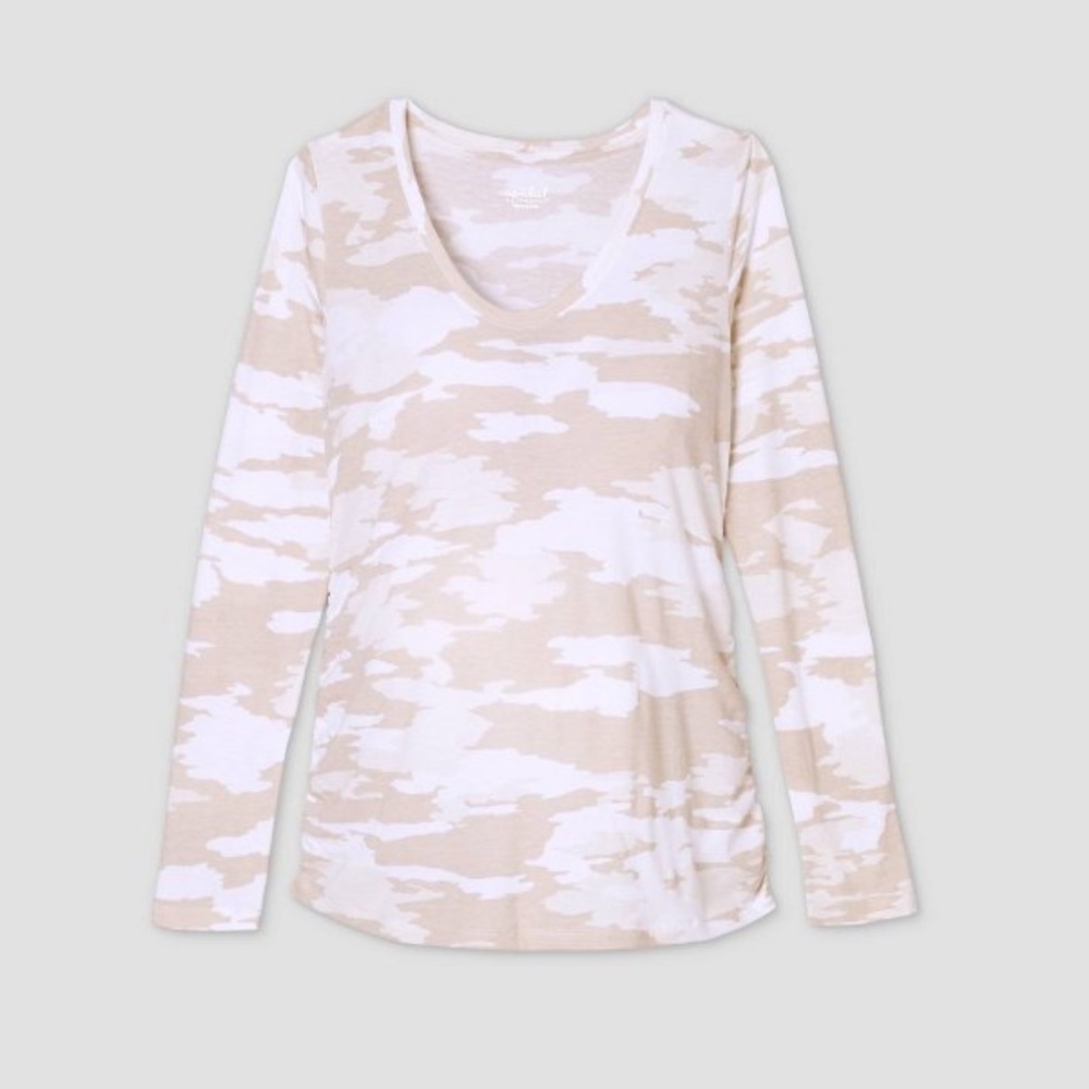 Ingrid & Isabel Maternity Long Sleeve Camo Top With Shirred Sides